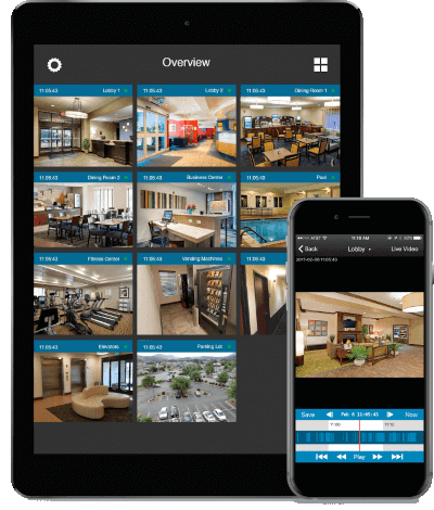 Smartphone& Tablet mit derVideo-Analyse APP von Eagle Eye Networks