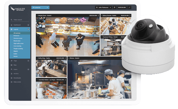Video Überwachung mit Kamera und Tablet mit Eagle Eye Networks APP